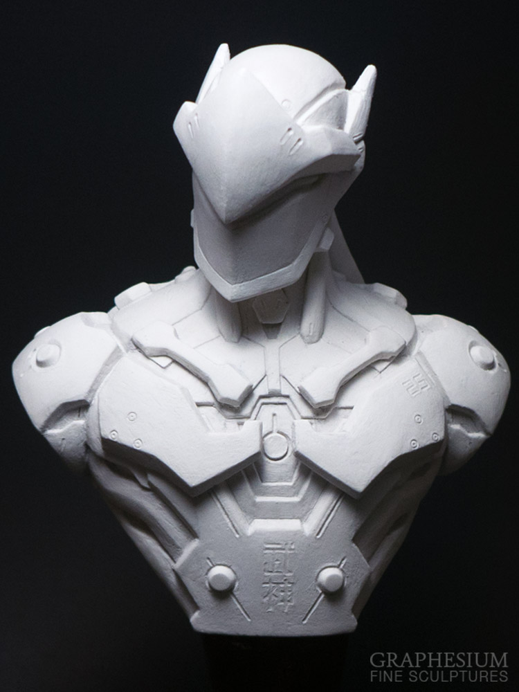 Handmade stone Genji (Overwatch) sculpture / statue / figure by Robin Graphesium Fine Sculptures (@gsculpt)